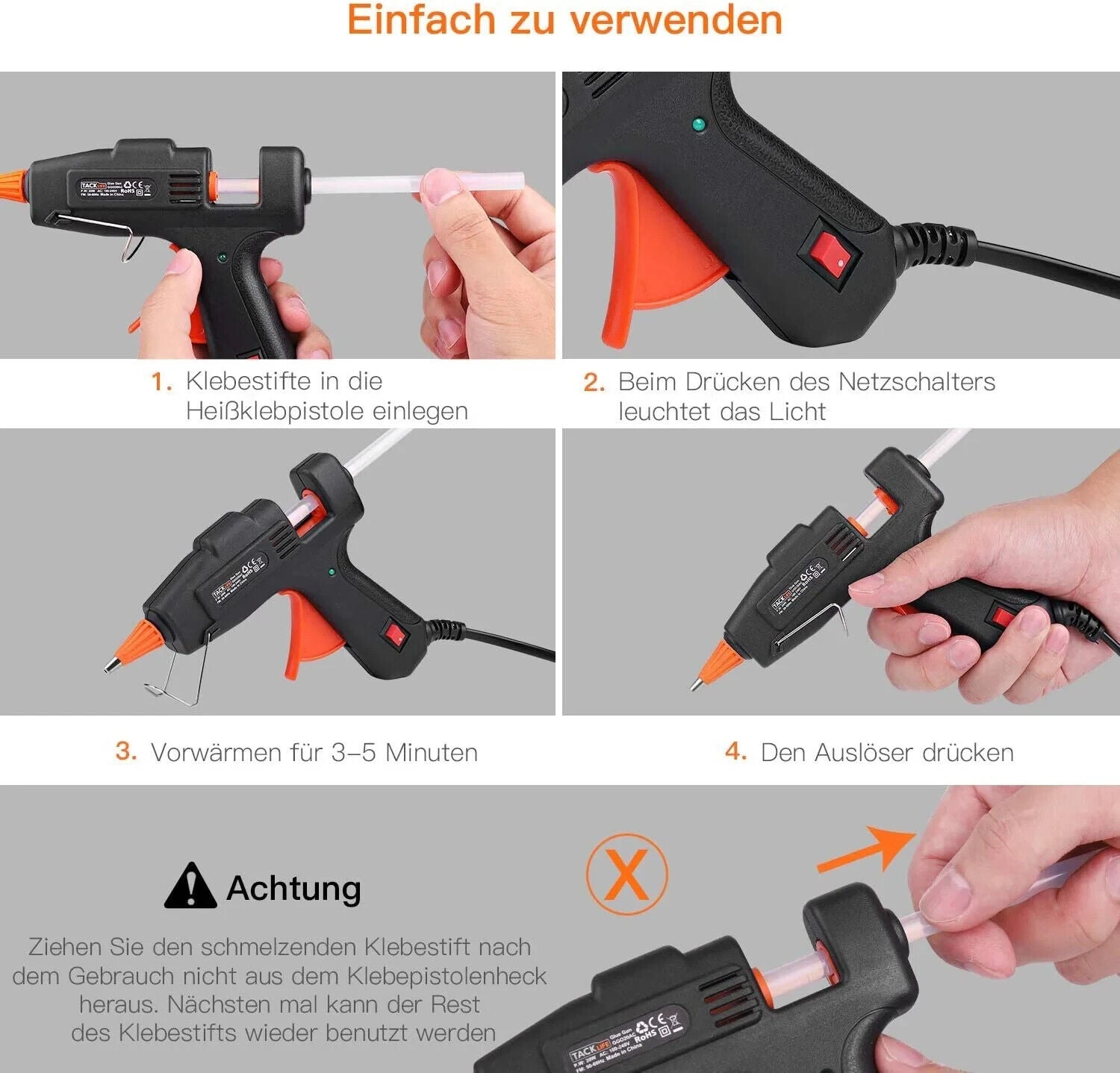 Heißklebepistole 20W Set mit 50 Klebesticks für Basteln Reparatur