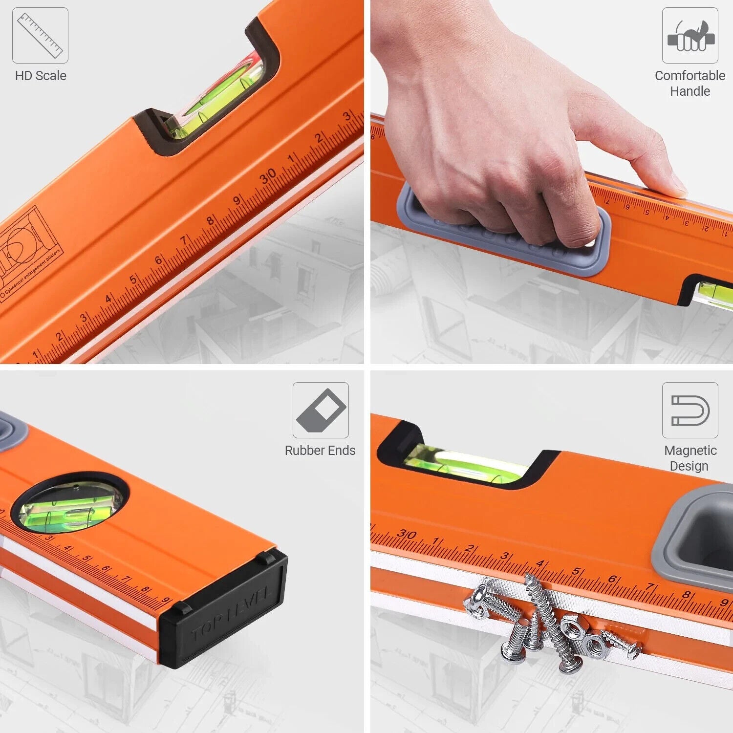 TACKLIFE Wasserwaage MT-L02 – Magnetische Messlatte aus Aluminiumlegierung