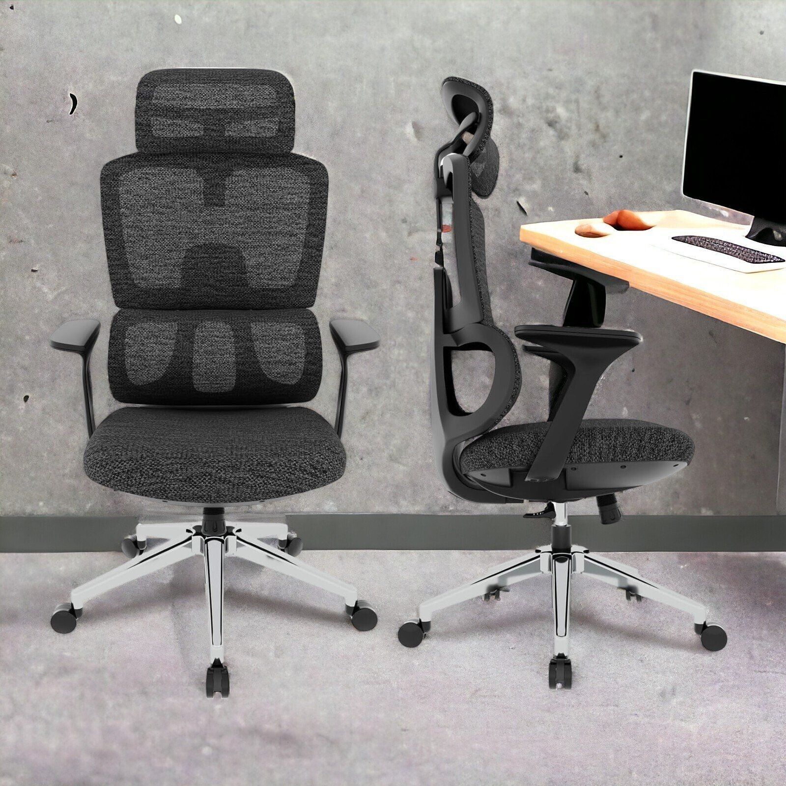 Ergonomischer Bürostuhl mit 3D Armlehnen – Chefsessel bis 136kg, Netz- & Polstersitz wählbar