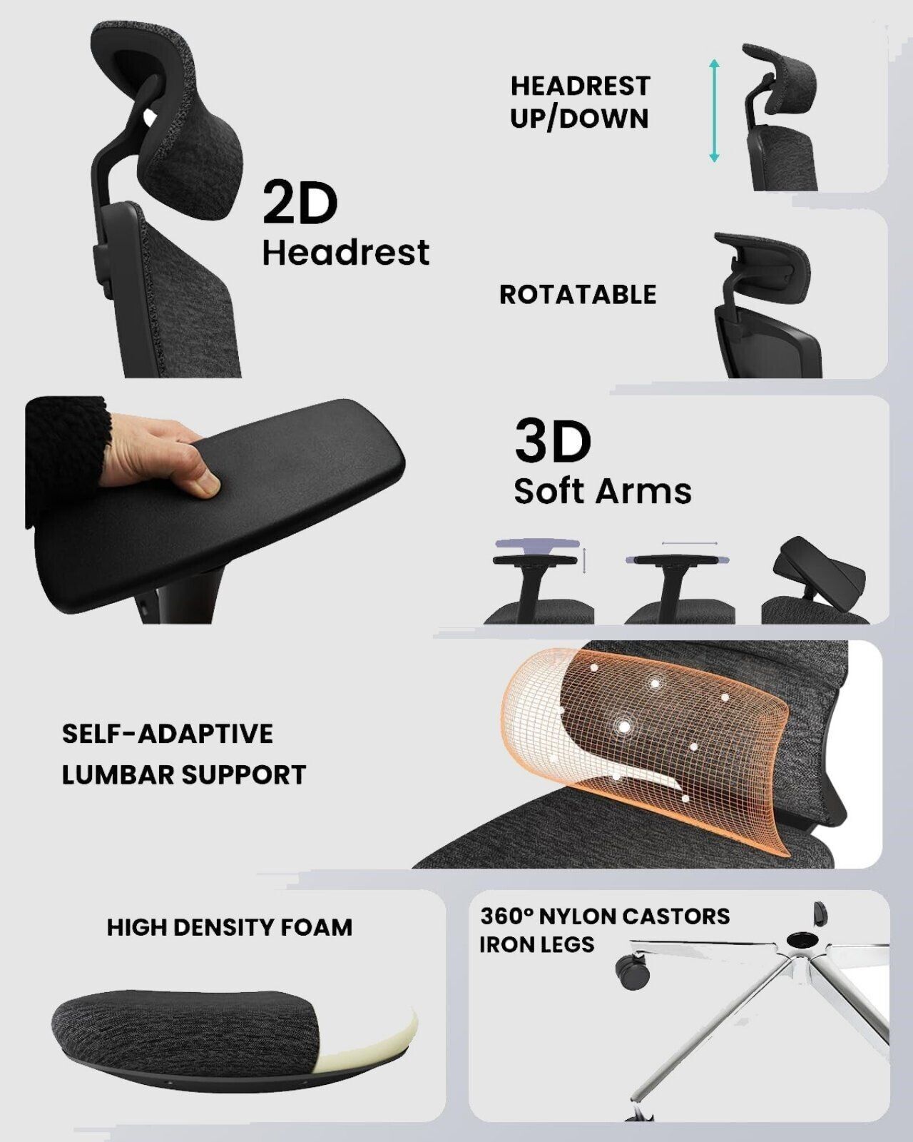 Ergonomischer Bürostuhl mit 3D Armlehnen – Chefsessel bis 136kg, Netz- & Polstersitz wählbar