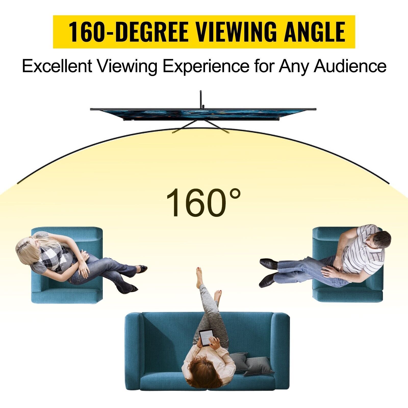 80 Zoll Beamer Leinwand mit Stativ 16:9 – 4K HD Rolloleinwand höhenverstellbar für Heimkino, Präsentationen und Veranstaltungen