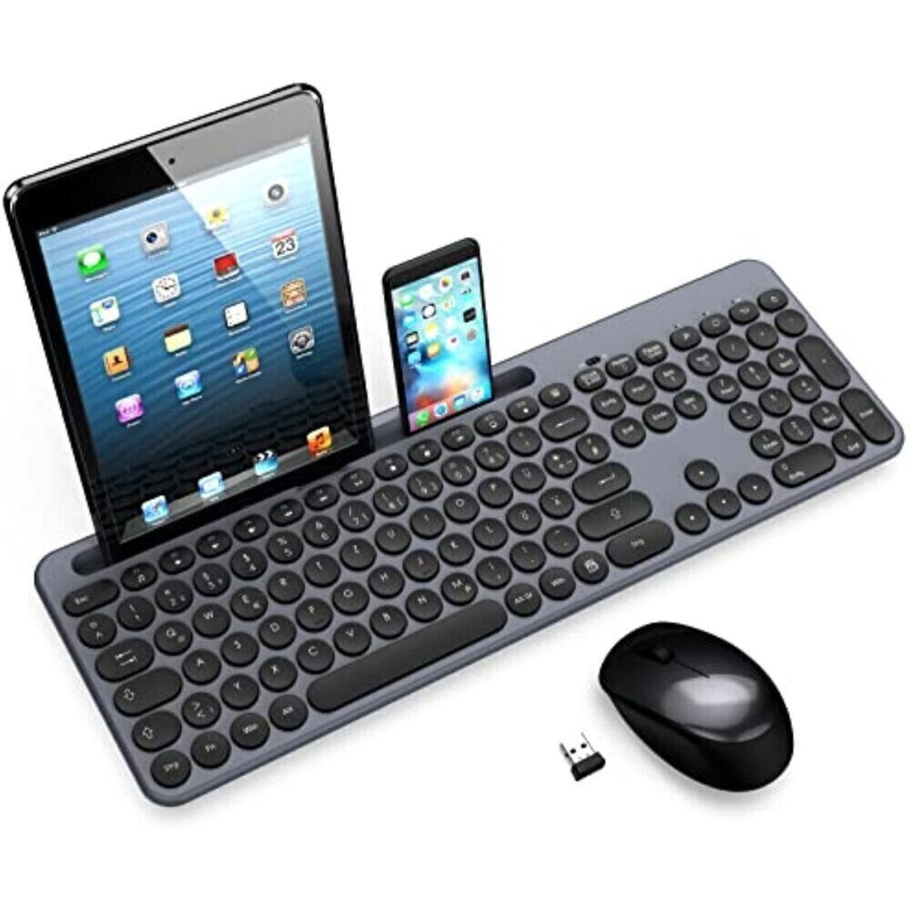 LeadsaiL Kabellose Tastatur Maus Set – Ergonomisches Wireless Keyboard mit Silent Mouse, Deutsches QWERTZ-Layout, Standardgröße