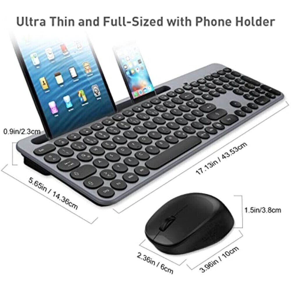 LeadsaiL Kabellose Tastatur Maus Set – Ergonomisches Wireless Keyboard mit Silent Mouse, Deutsches QWERTZ-Layout, Standardgröße