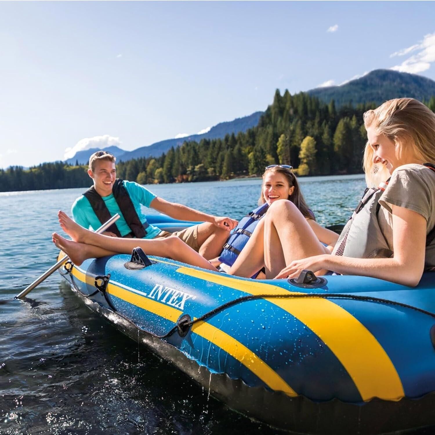 Intex Challenger 3 Schlauchboot Set für 3 Personen – 295x137 cm mit Ruder & Luftpumpe