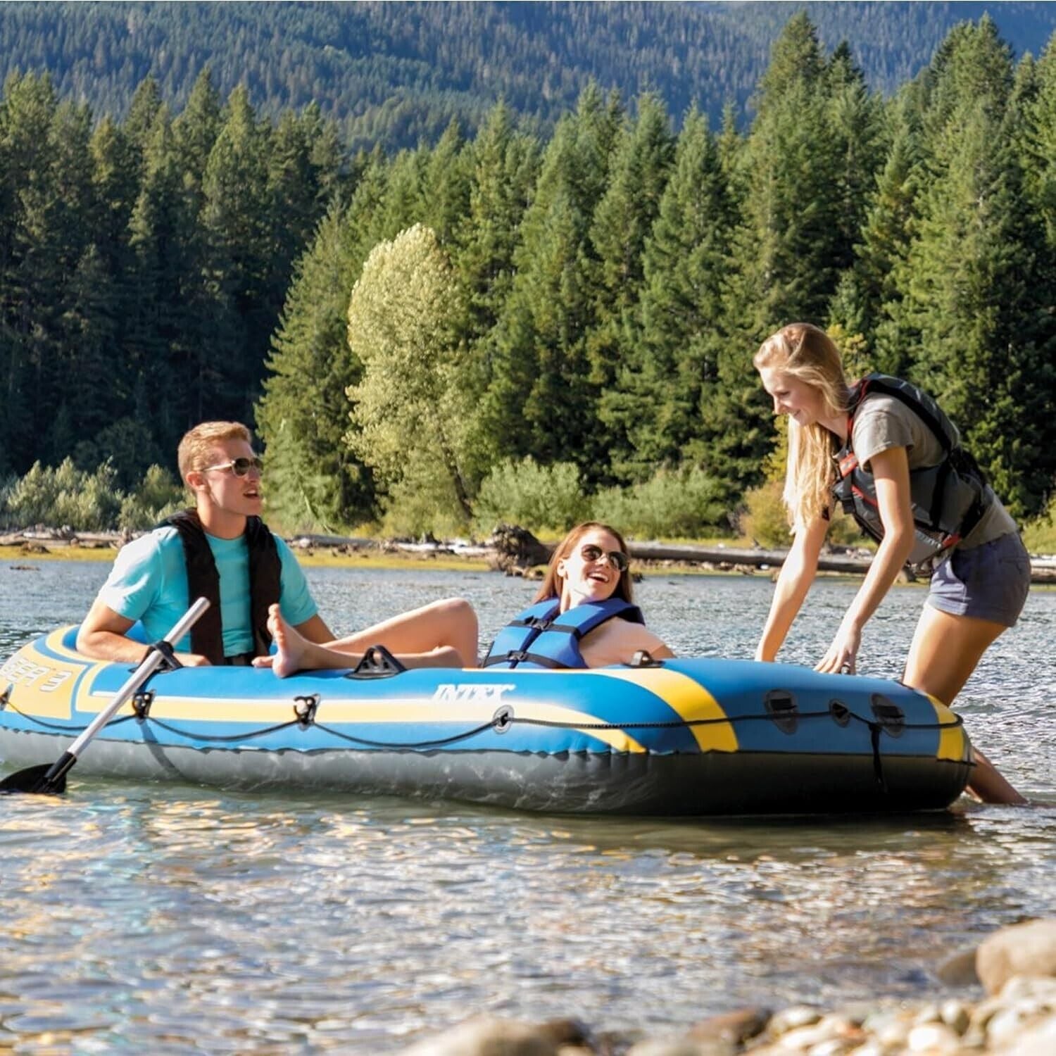 Intex Challenger 3 Schlauchboot Set für 3 Personen – 295x137 cm mit Ruder & Luftpumpe