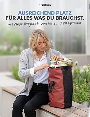 Büchel Fahrradtasche für Gepäckträger 10kg Wasserabweisend mit Schultergurt & Reflektoren