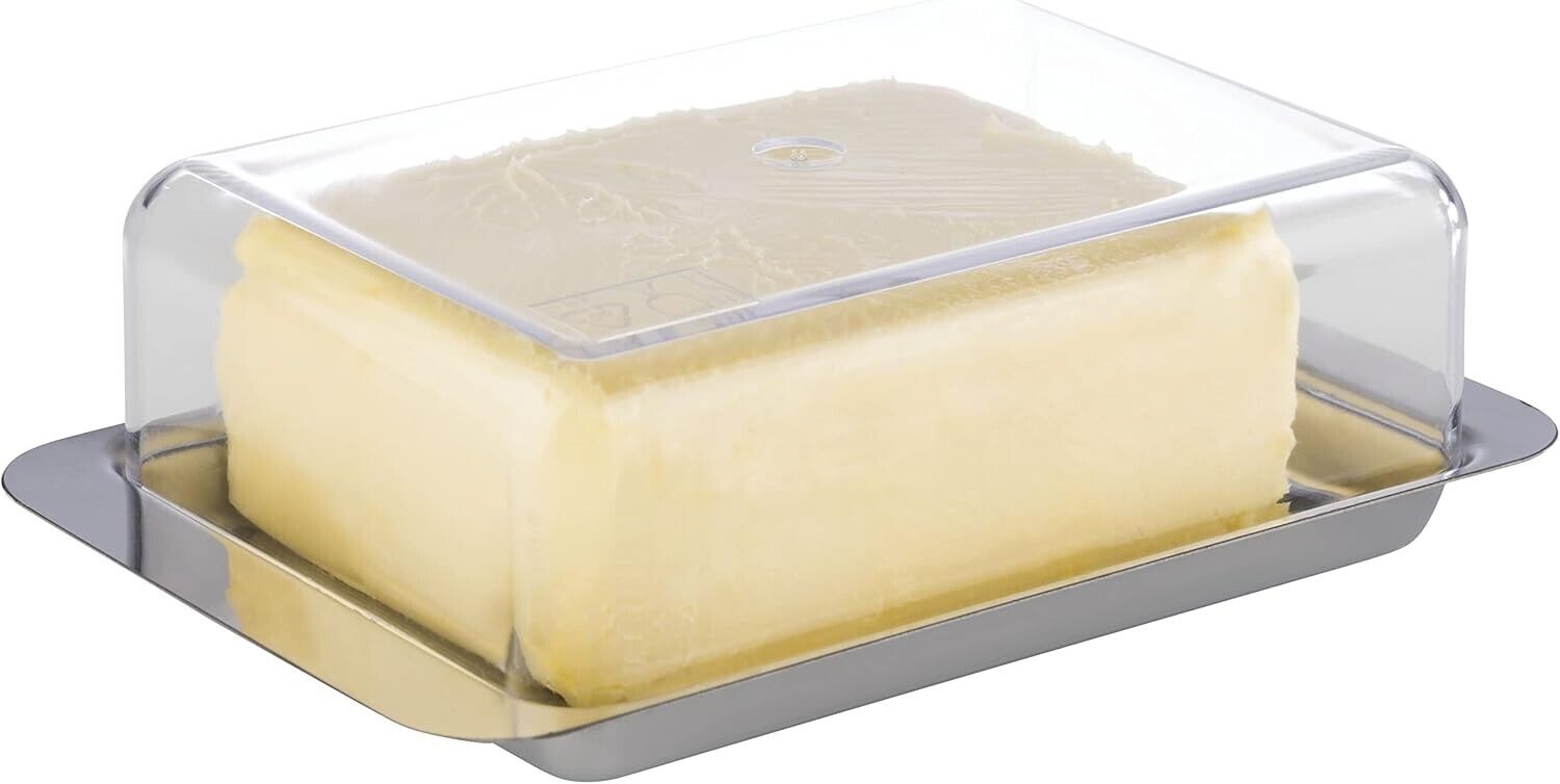 APS Edelstahl Butterdose für Kühlschrank – Hochwertiger Butterbehälter 250g