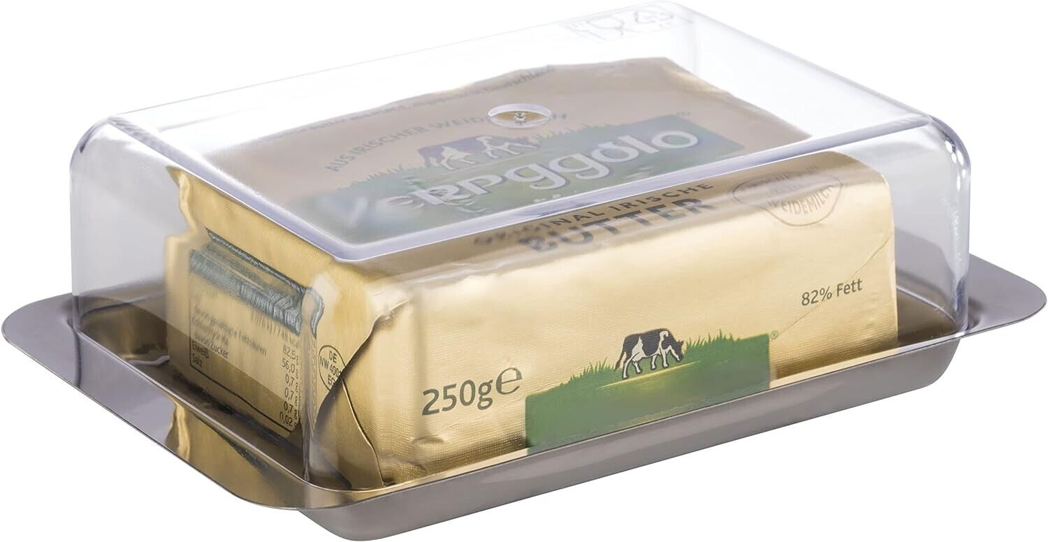APS Edelstahl Butterdose für Kühlschrank – Hochwertiger Butterbehälter 250g