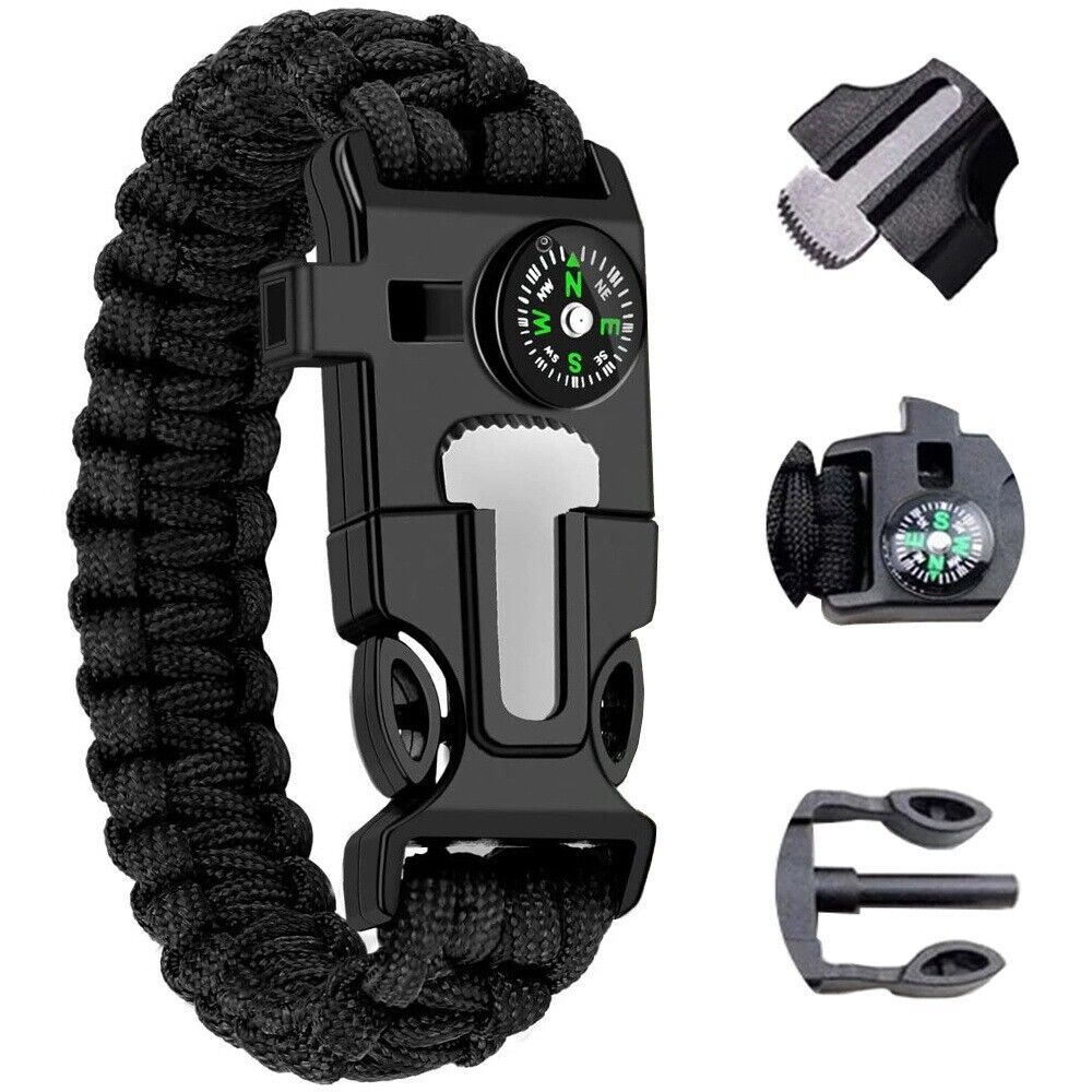 Survival Armband 5in1 Paracord mit Kompass Feuerstarter Outdoor