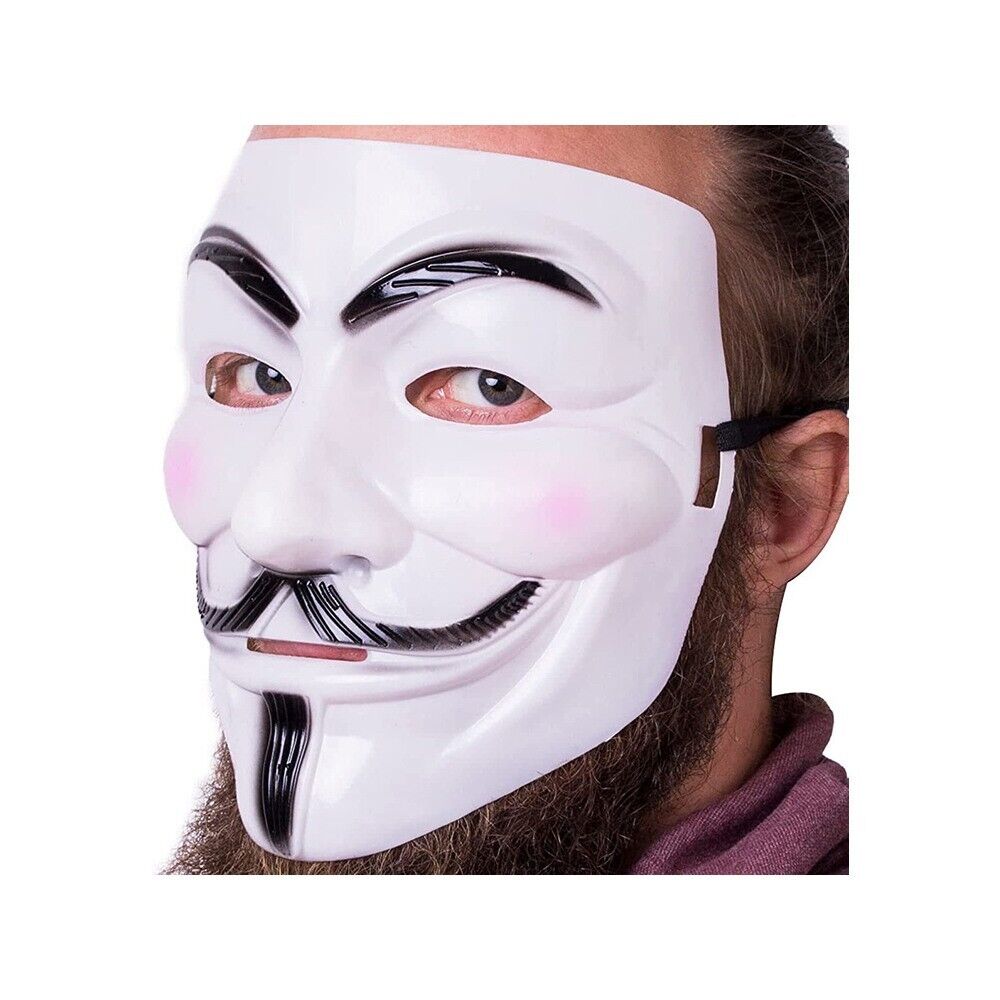 Anonyme Vendetta Maske – Guy Fawkes Maske aus robustem Kunststoff für Halloween, Karneval & Party  - 4038732759343