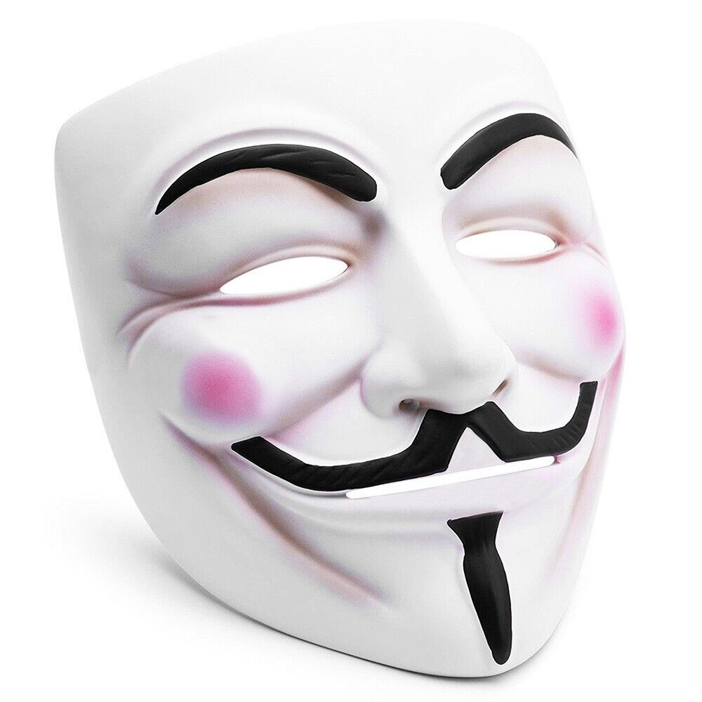 Anonyme Vendetta Maske – Guy Fawkes Maske aus robustem Kunststoff für Halloween, Karneval & Party  - 4038732759343