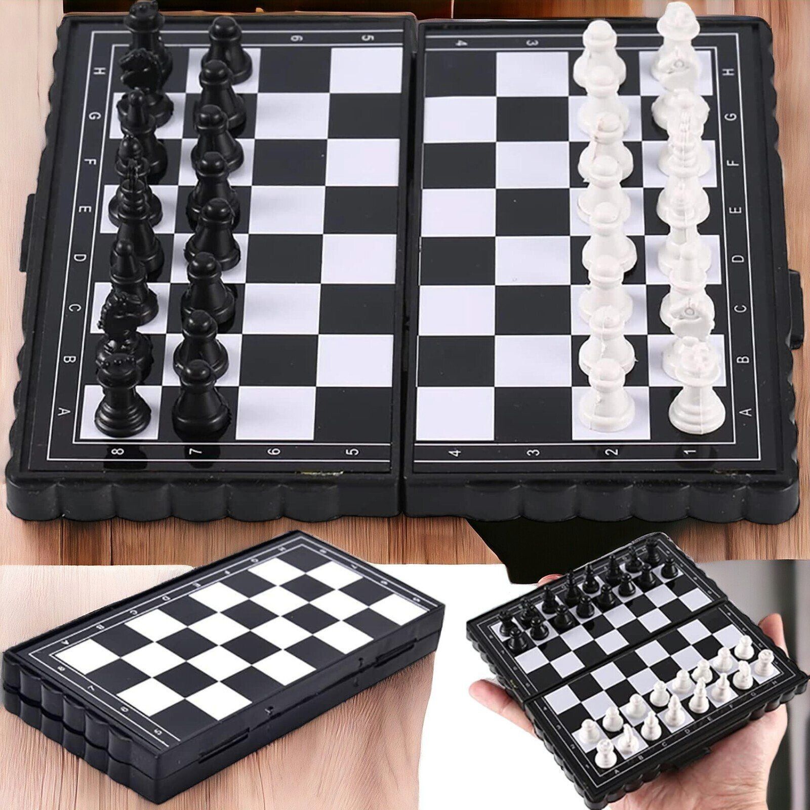 Mini Schachspiel 2in1 – faltbares Schach & Dame Set für Reise Kinder