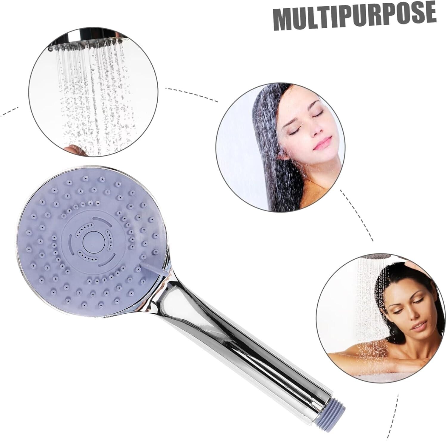 Duschkopf 5 Funktionen Handbrause – Wassersparender Brausekopf mit Antikalk, Abnehmbarer Duschkopf aus ABS Kunststoff, Komfortabler Hotelduschkopf, Einfache Montage