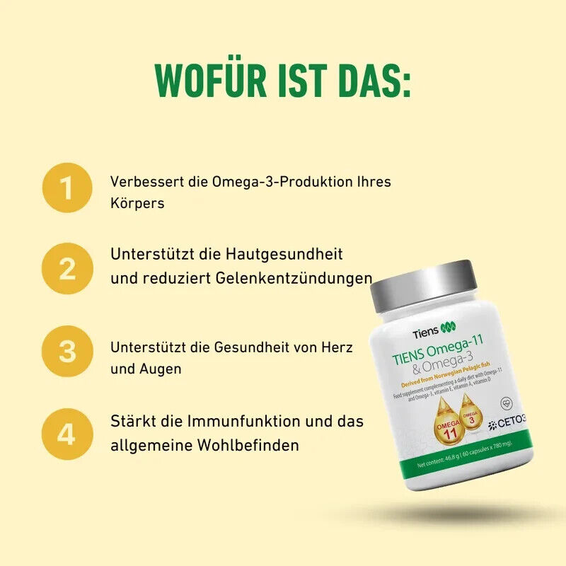 Tiens Omega-11 & Omega-3 (CETO3) – Hochwertige Omega-Fettsäuren | 60 Kapseln