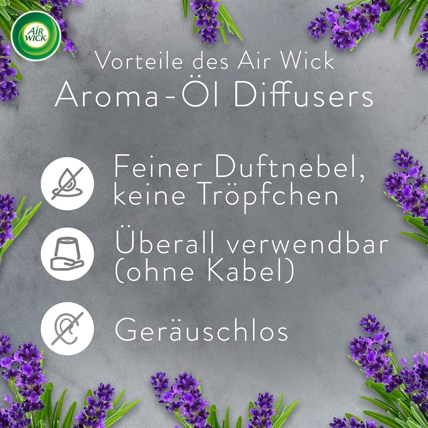 Air Wick Aroma-Öl Starter Set – Diffuser + 2×20 ml Lavendel Duftöle