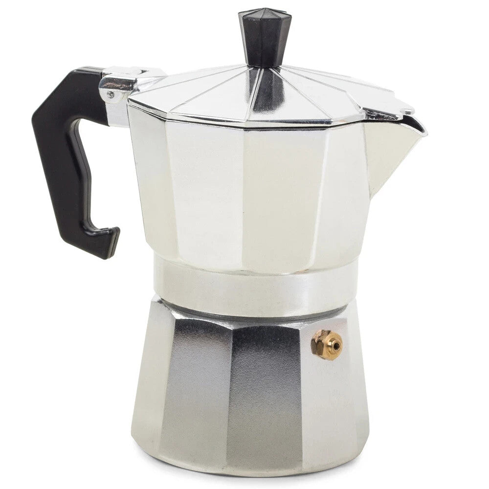 Espressokocher Aluminium 3 Tassen 150 ml – Moka Kaffeemaschine für Gas & Elektroherd  schwarz oder silber