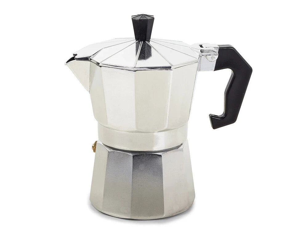 Espressokocher Aluminium 3 Tassen 150 ml – Moka Kaffeemaschine für Gas & Elektroherd  schwarz oder silber