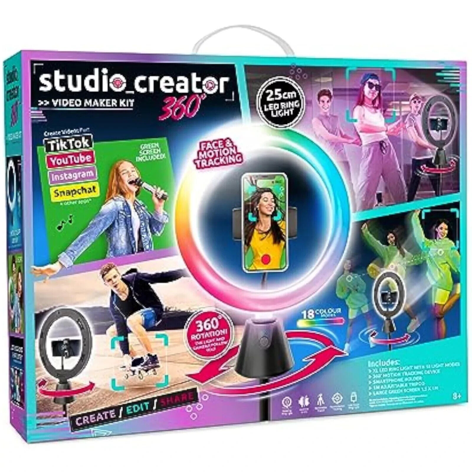 10 Zoll LED Ringlicht mit Stativ & Motion Tracking | Komplett-Set für TikTok, YouTube & Selfies | Smartes Videomaker Set mit Fernbedienung & Greenscreen