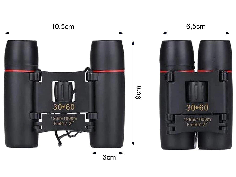 30x60 Kompakt Fernglas mit 12x Zoom Klappbar für Reisen Outdoor Jagd Camping
