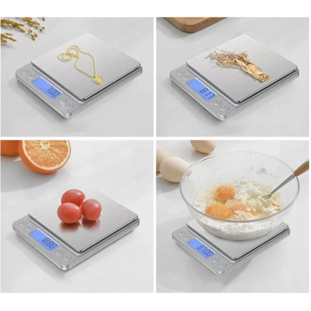 Digitale Küchenwaage 0,1g-500g Genauigkeit LCD Display mit 2 Schalen & Tara