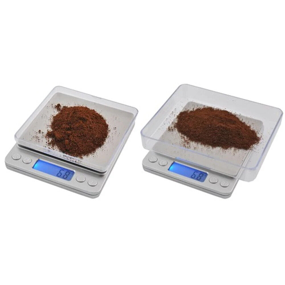 Digitale Küchenwaage 0,1g-500g Genauigkeit LCD Display mit 2 Schalen & Tara