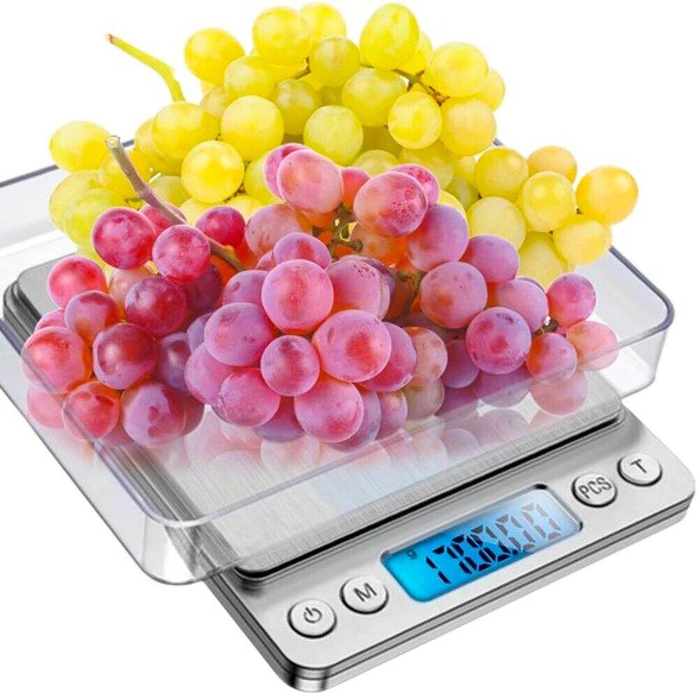 Digitale Küchenwaage 0,1g-500g Genauigkeit LCD Display mit 2 Schalen & Tara
