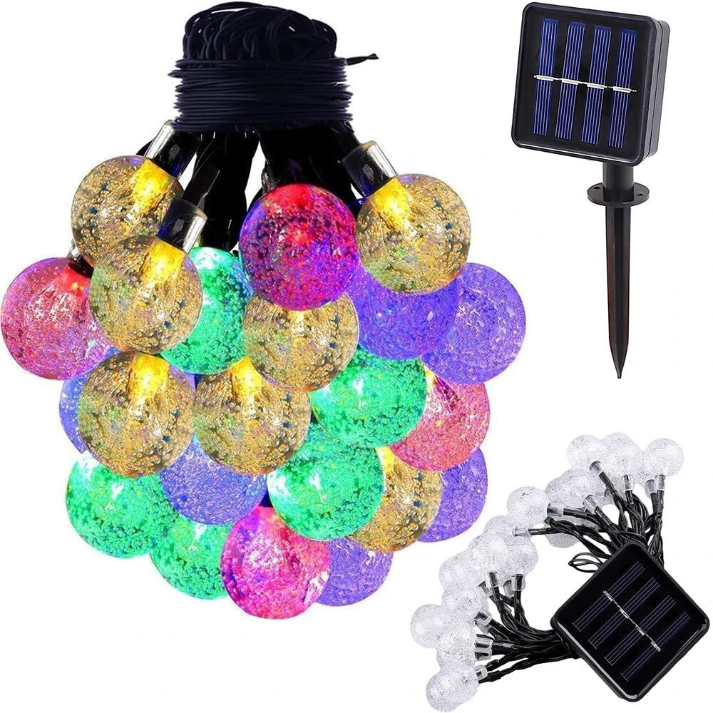 Solar LED Lichterkette Garten 20 LEDs Mehrfarbig Wasserdicht 4,5m mit Solarpanel