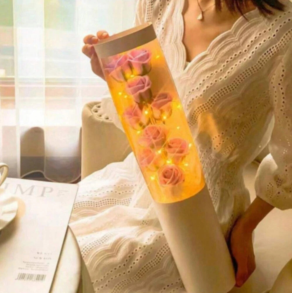 Duftseifenblumenstrauß mit LED in Geschenkbox – Rosa, romantisch, 50 cm💐💐💐💐