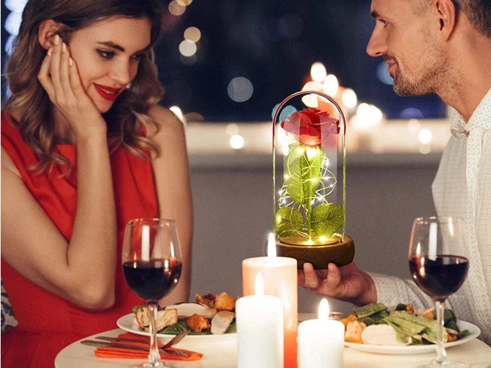 Romantische LED Rose im Glas Geschenkidee Geburtstag Valentinstag Jahrestag
 💕-