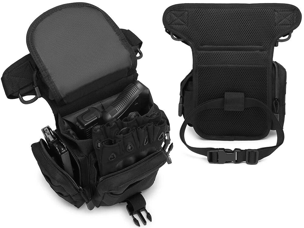 Herren Beintasche Outdoor Motorrad Hüfttasche Tactical Schwarz mit vielen Fächern