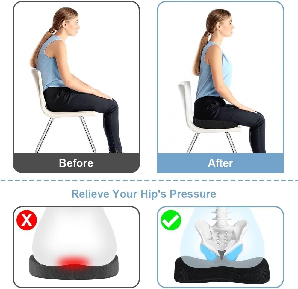 Orthopädisches Memory Foam Sitzkissen – Ergonomischer Komfort für Rücken, Hüfte & Steißbein