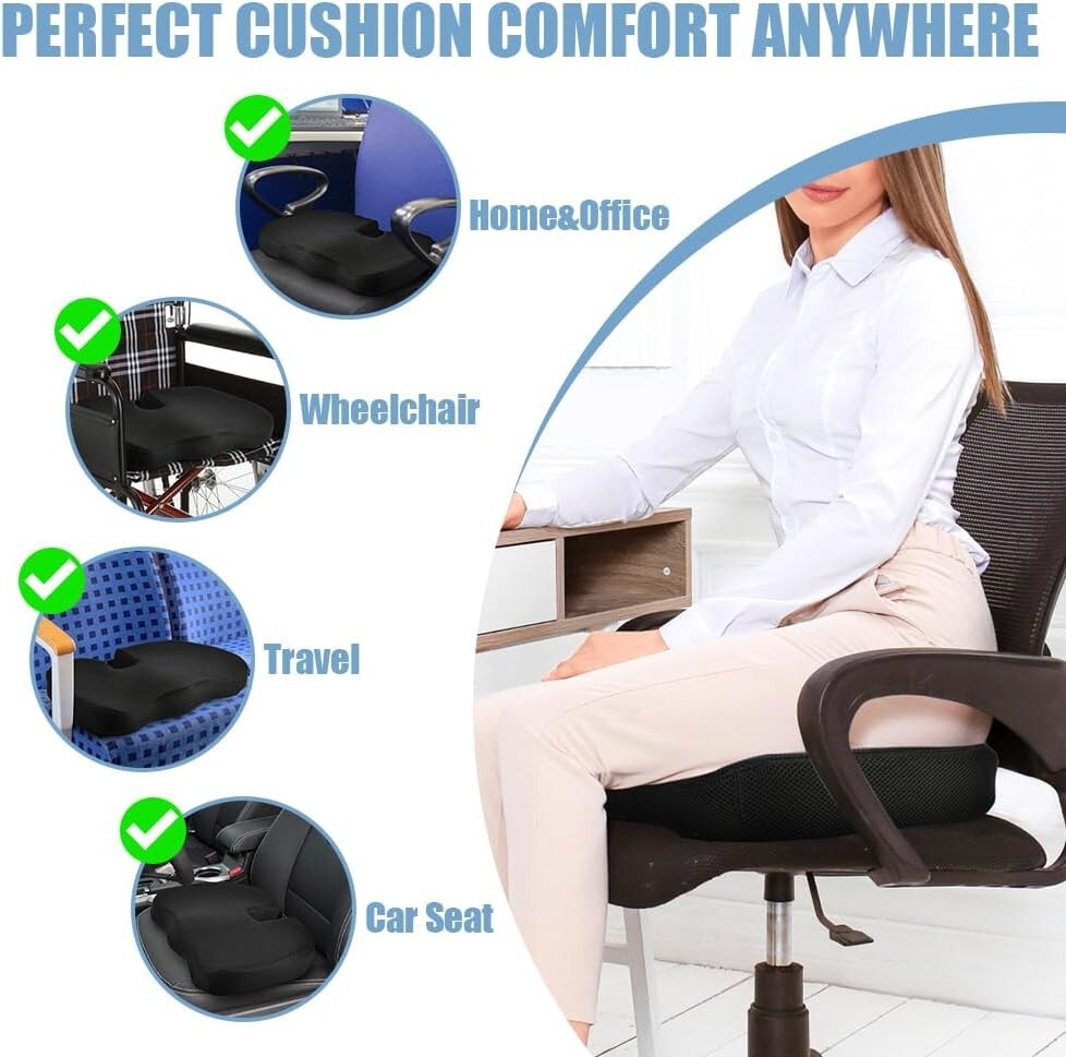 Orthopädisches Memory Foam Sitzkissen – Ergonomischer Komfort für Rücken, Hüfte & Steißbein