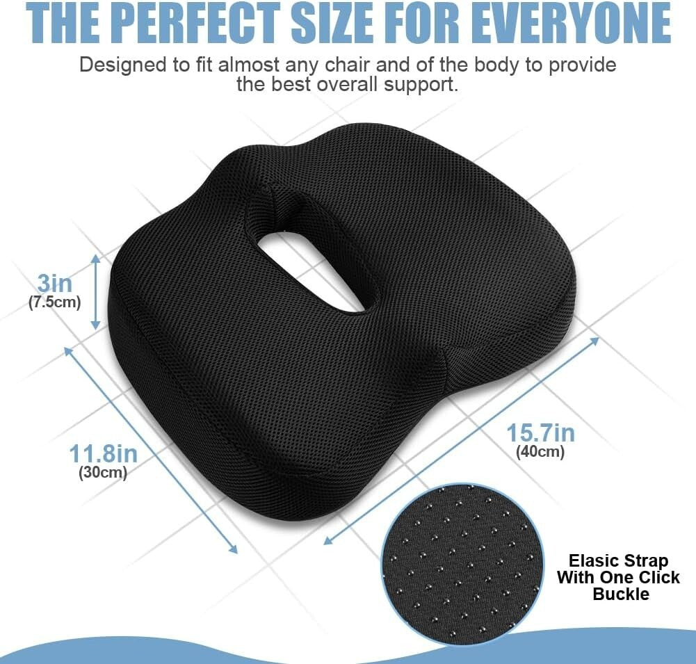 Orthopädisches Memory Foam Sitzkissen – Ergonomischer Komfort für Rücken, Hüfte & Steißbein