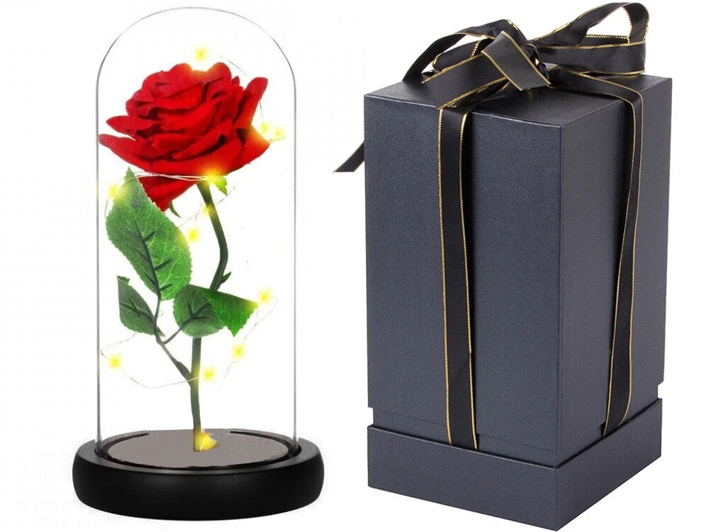 LED Ewige Rose im Glas Rot Geschenk für Frauen Valentinstag Geburtstag Deko