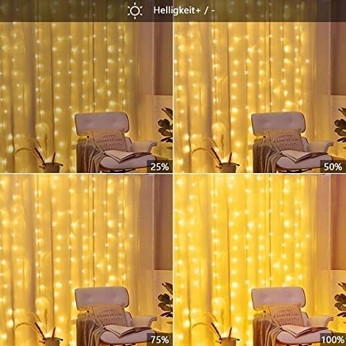 LED Lichtervorhang 3x3m Warmweiß mit Timer & Fernbedienung für Außen & Innen