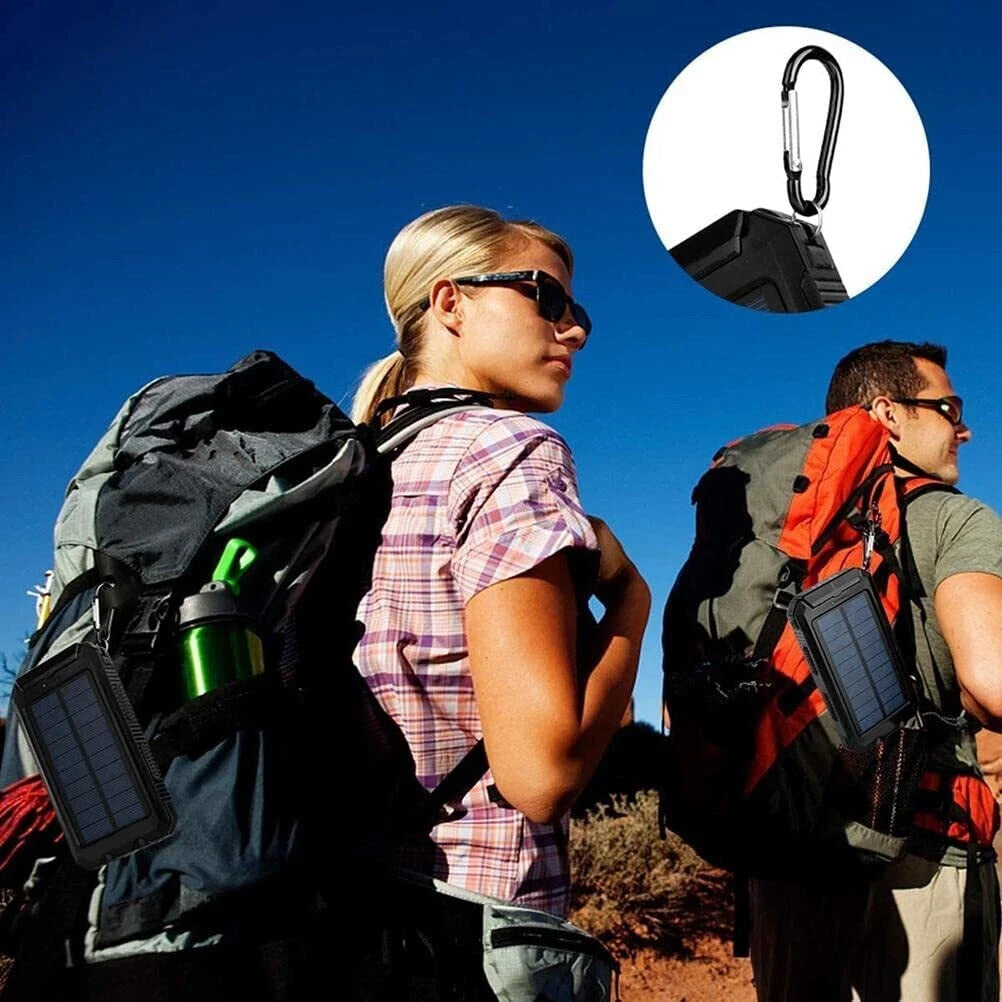 30000mAh Solar Powerbank Akku LED Kompass 2USB Wasserdicht Outdoor DE