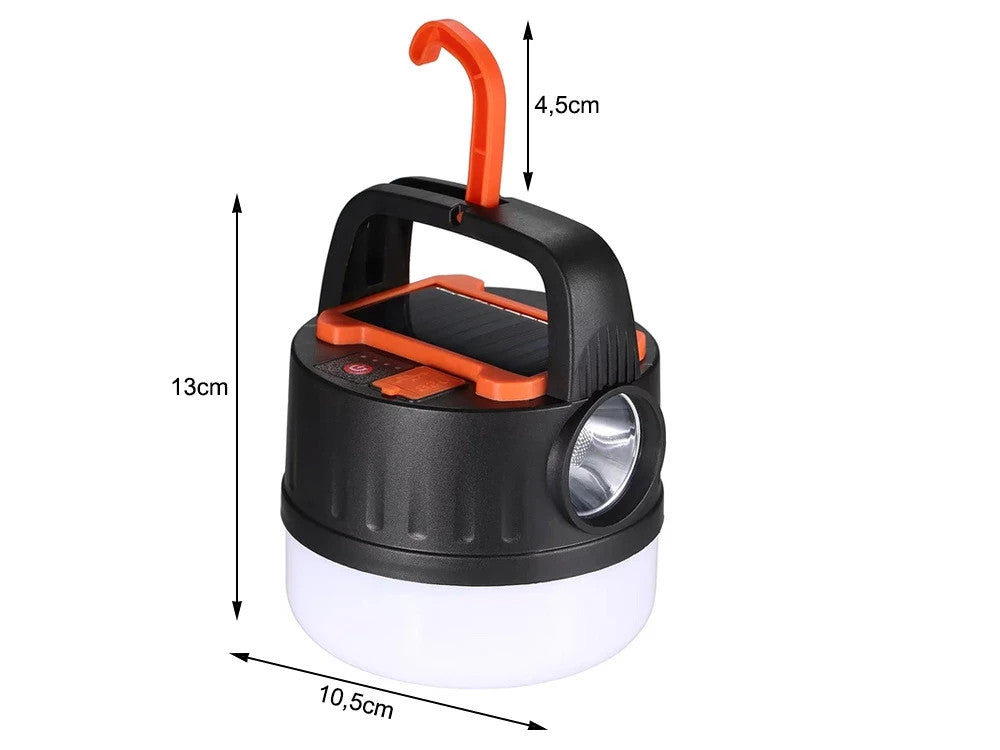 LED Campinglampe Solar USB Wiederaufladbar mit Haken & Fernbedienung 9 Modi