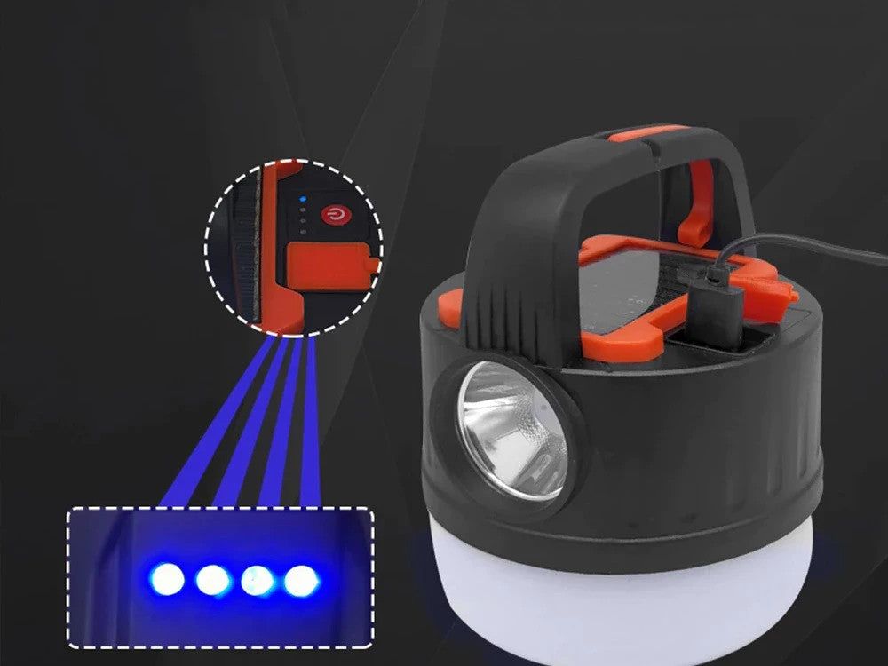 LED Campinglampe Solar USB Wiederaufladbar mit Haken & Fernbedienung 9 Modi