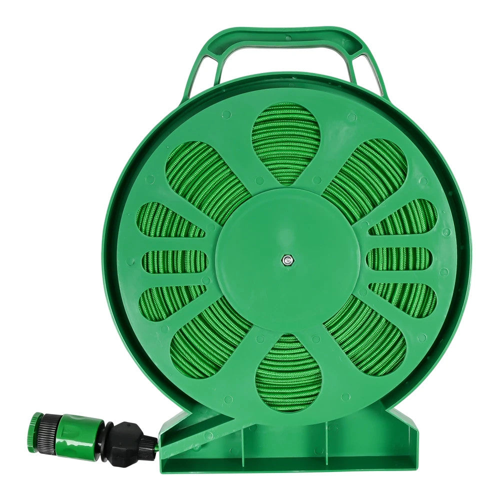 Gartenschlauch Set 15m Trommel flach UV-beständig mit Brause & Adapter 🚿 🚿 🚿