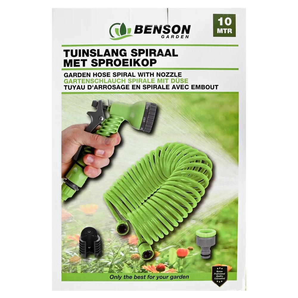Spiral Gartenschlauch 10m mit Sprühkopf 7 Funktionen & Wandhalterung Set  🚿 🚿
