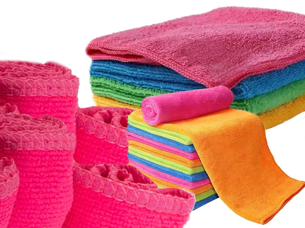 Mikrofaser Reinigungstücher 4er Set – Bunt, Saugstark, Fusselfrei, 28x29 cm