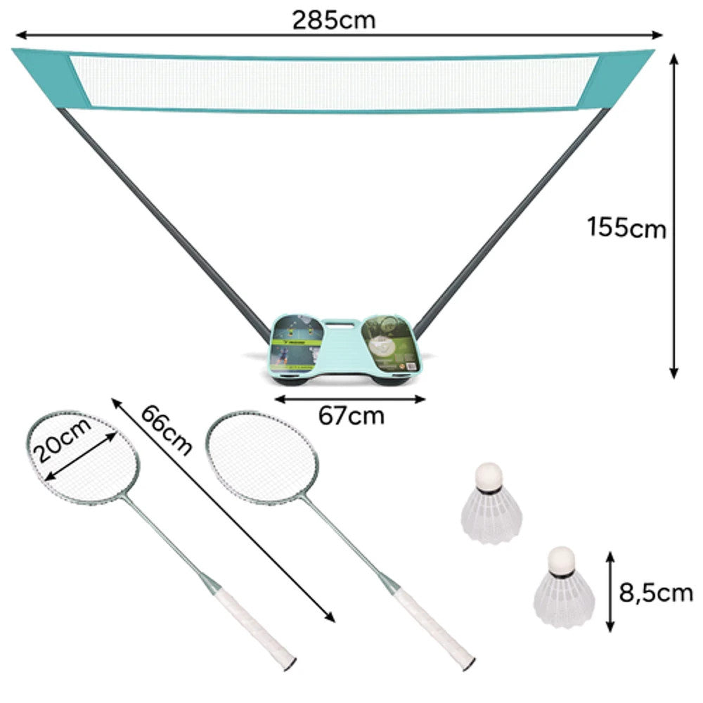 Badminton Set mit Netz, 2 Schlägern & Federbällen – Outdoor Spielset inkl. Koffer