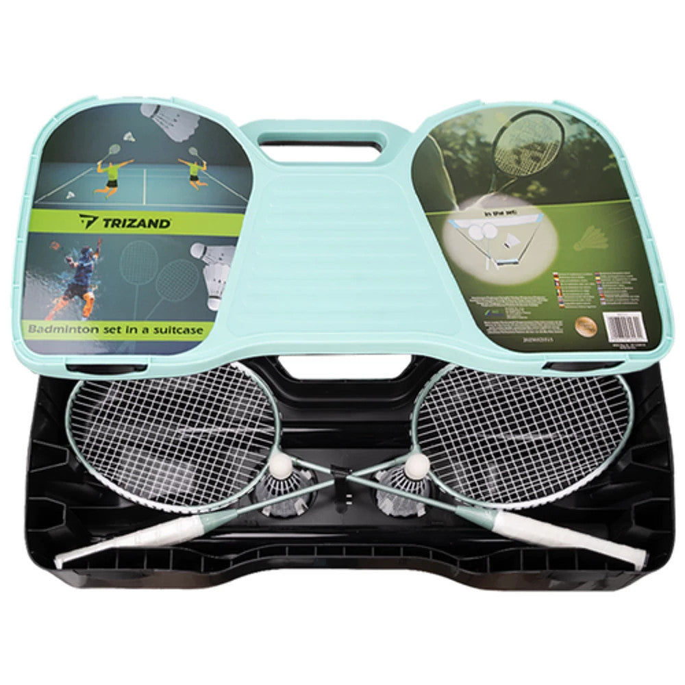 Badminton Set mit Netz, 2 Schlägern & Federbällen – Outdoor Spielset inkl. Koffer