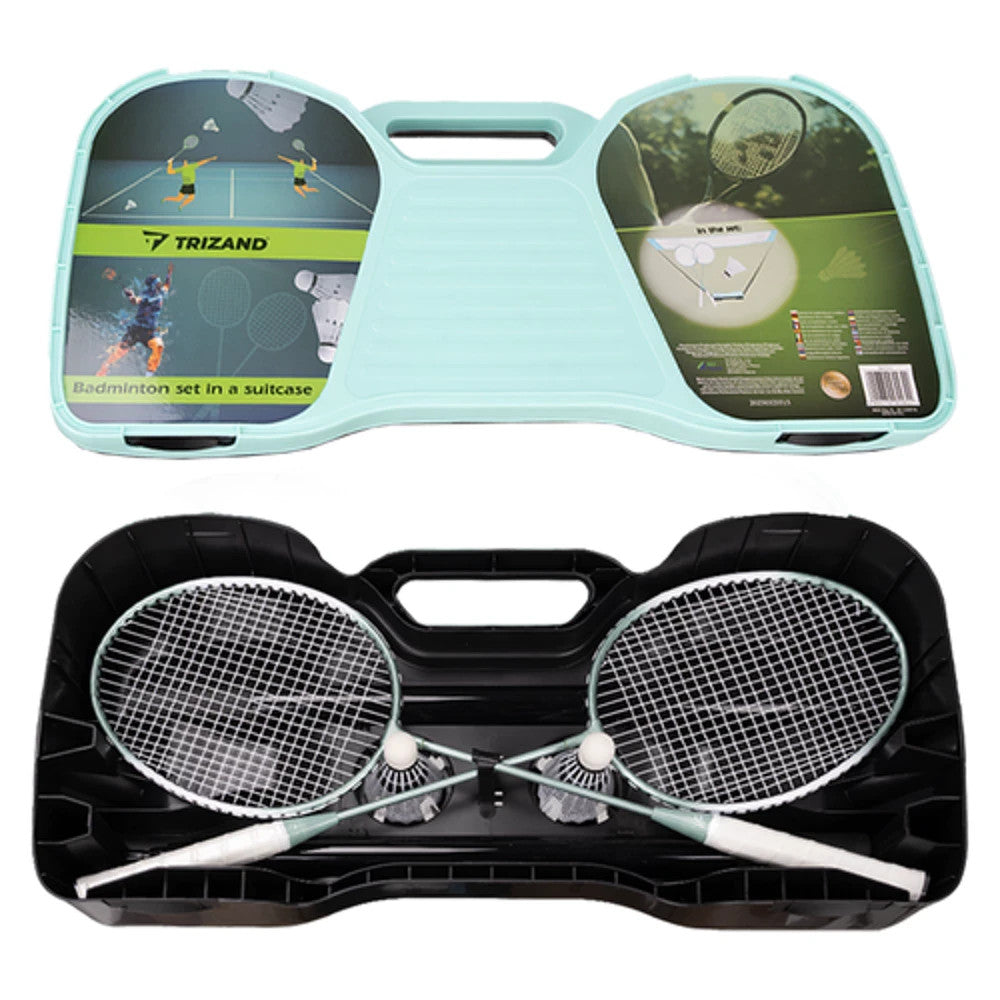 Badminton Set mit Netz, 2 Schlägern & Federbällen – Outdoor Spielset inkl. Koffer