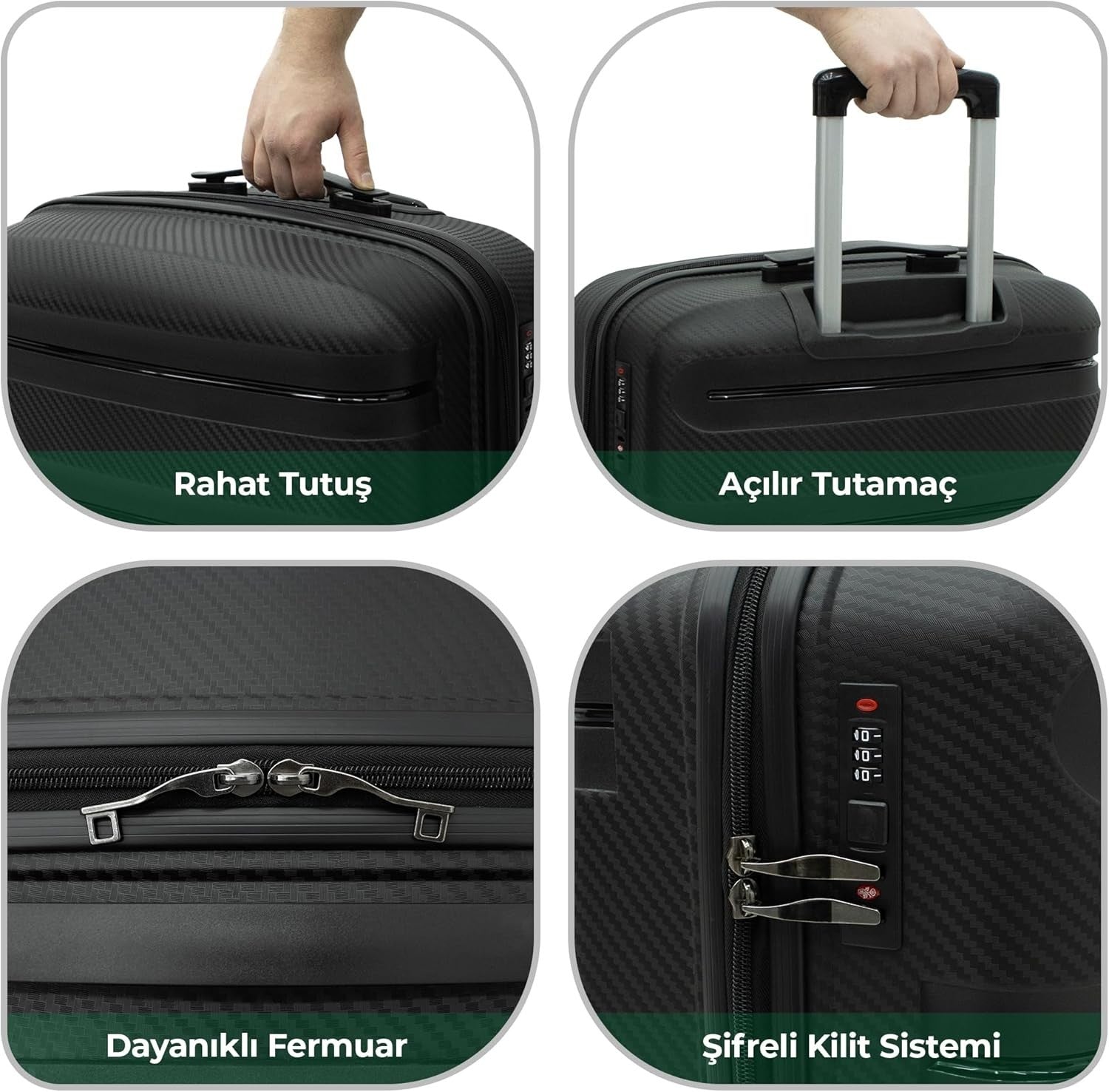 Reisekoffer Set 3tlg Cotpoly – Stoßfest, Polypropylen, Trolley mit Schloss
