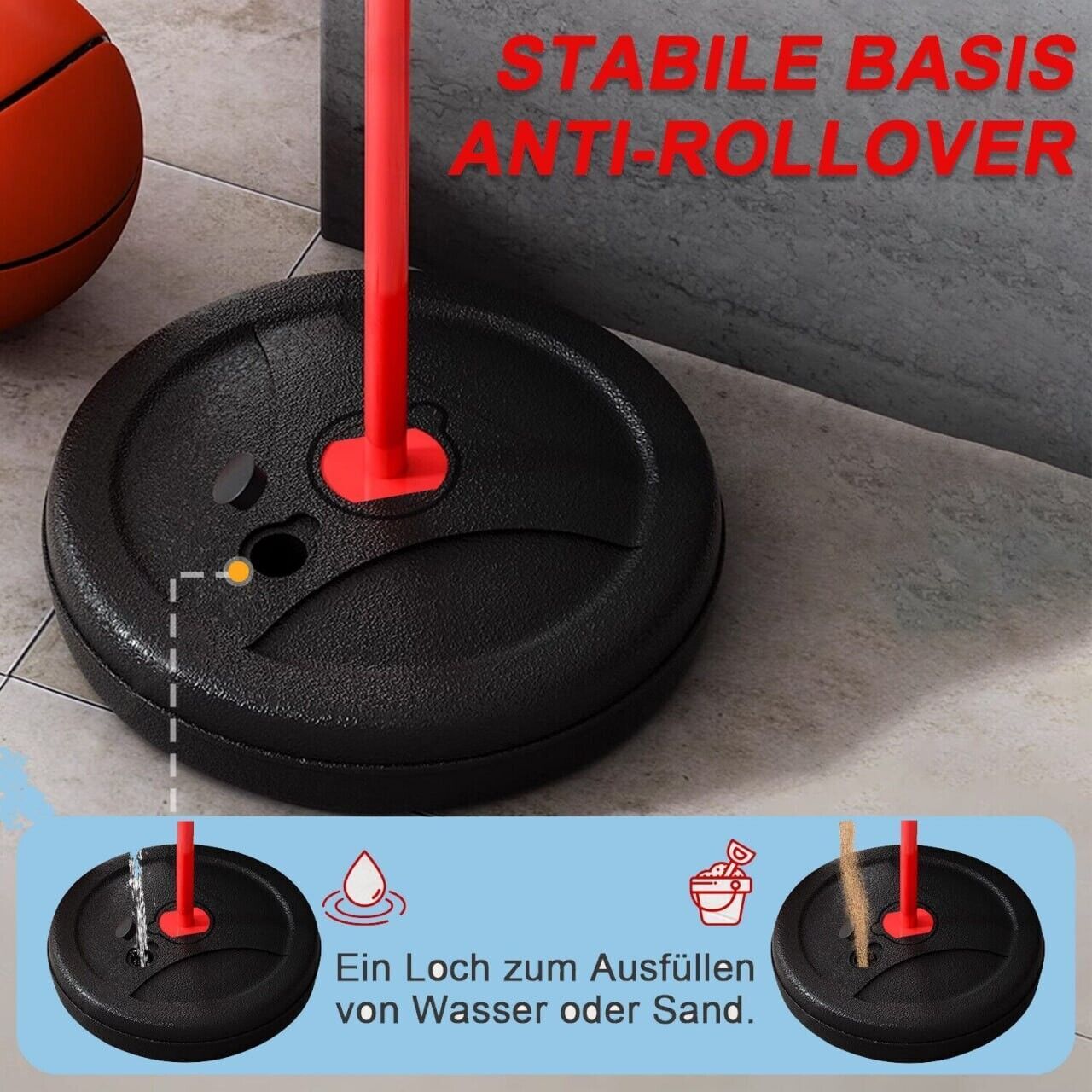 Basketballkorb Kinder höhenverstellbar 73–170cm mit 2 Bällen & Pumpe Set