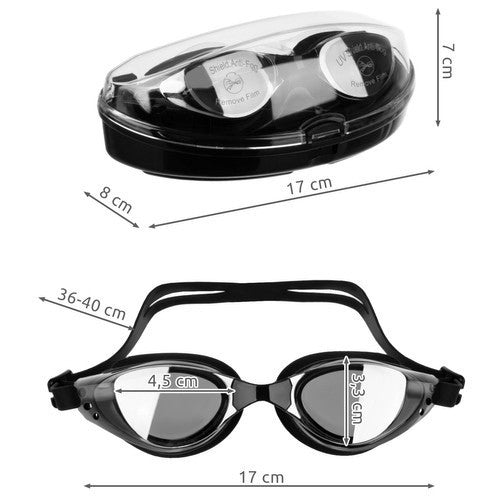 Schwimmbrille Set mit UV-Schutz & Antifog – inklusive Ohrstöpsel, Nasenklammer und Etui