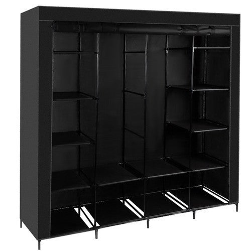 XXL Stoff Kleiderschrank 170x170 cm – Faltschrank mit 14 Fächern und 2 Kleiderstangen