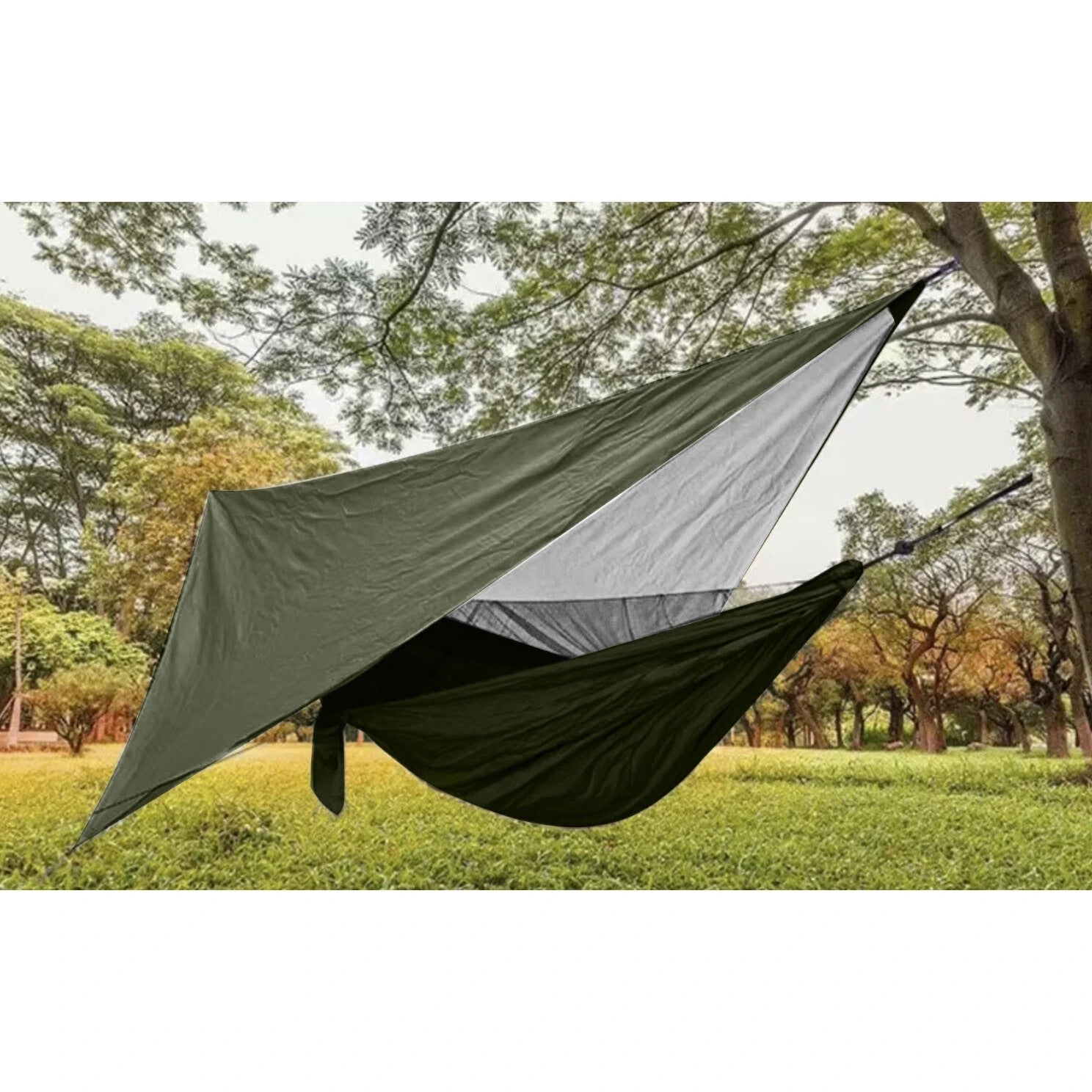 Camping Hängematte 2 Personen mit Moskitonetz und Tarp – Outdoor Bushcraft Hängematte bis 250 kg