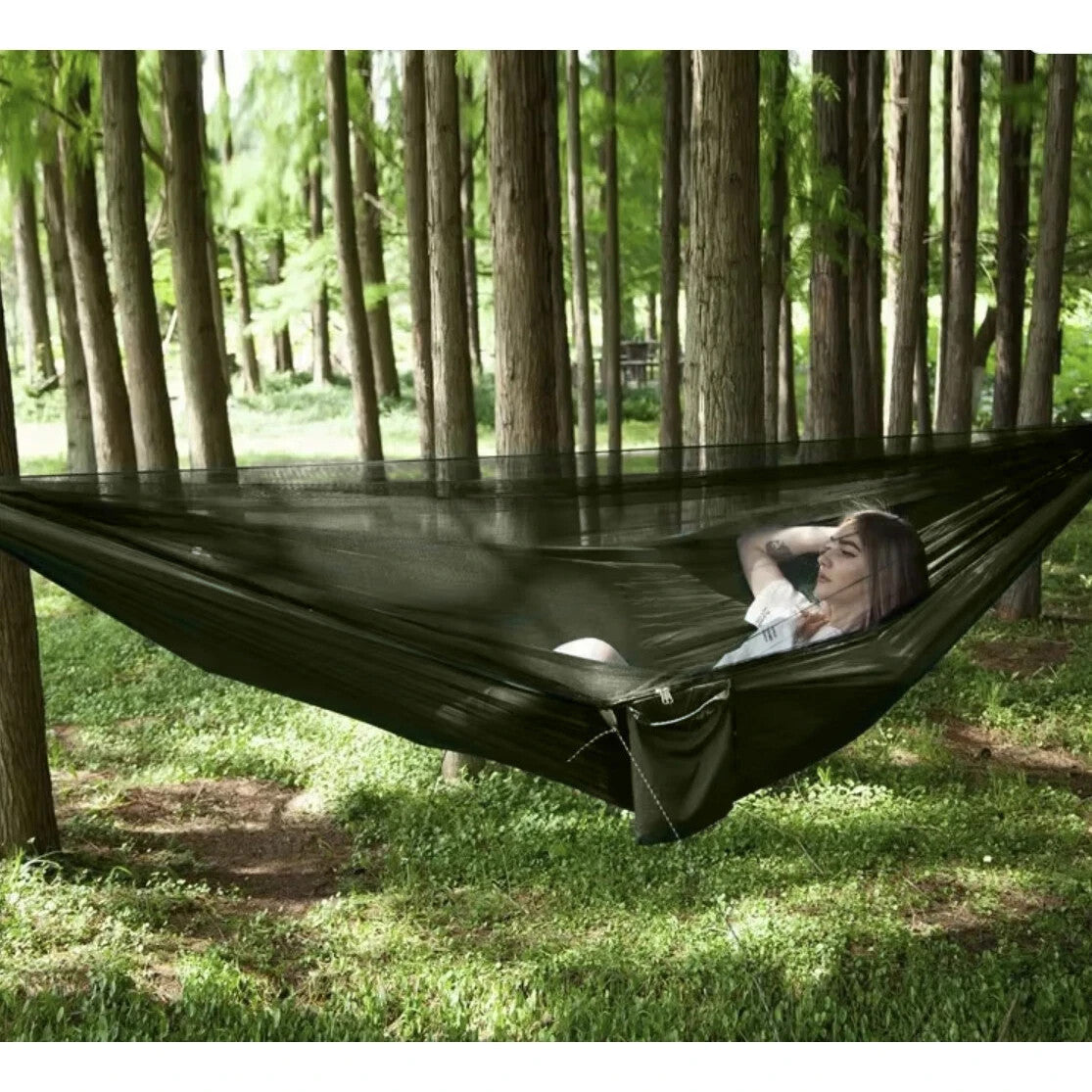 Camping Hängematte 2 Personen mit Moskitonetz und Tarp – Outdoor Bushcraft Hängematte bis 250 kg